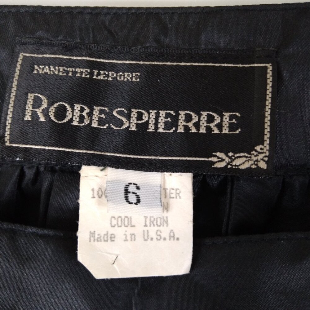 Nanette Lepore Black Satin (Poly) Accordion Pleated Skater Skirt Vintage Sz 6/S - Picture 4 of 6